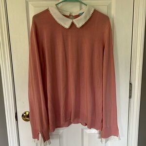 CeCe Embellished Pearl Collar Sweater